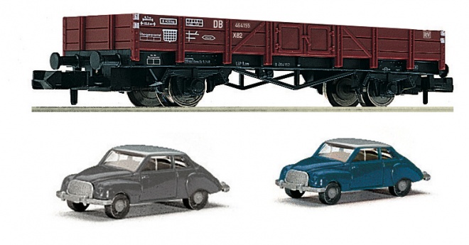 Flat car loaded with vehicles DKW<br /><a href='images/pictures/Fleischmann/Fleischmann-820002.jpg' target='_blank'>Full size image</a>